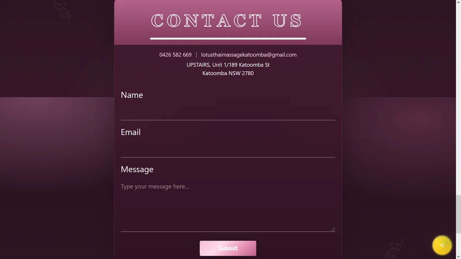 Lotus Thai Massage Katoomba website project screenshot 5