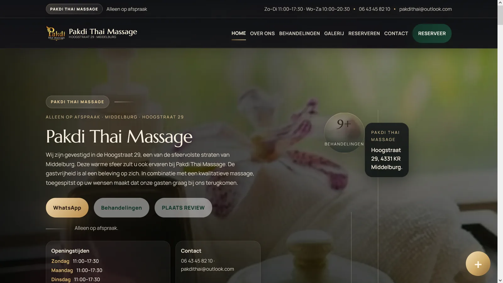 ภาพตัวอย่างเว็บไซต์ผลงาน Pakdi Thai Massage