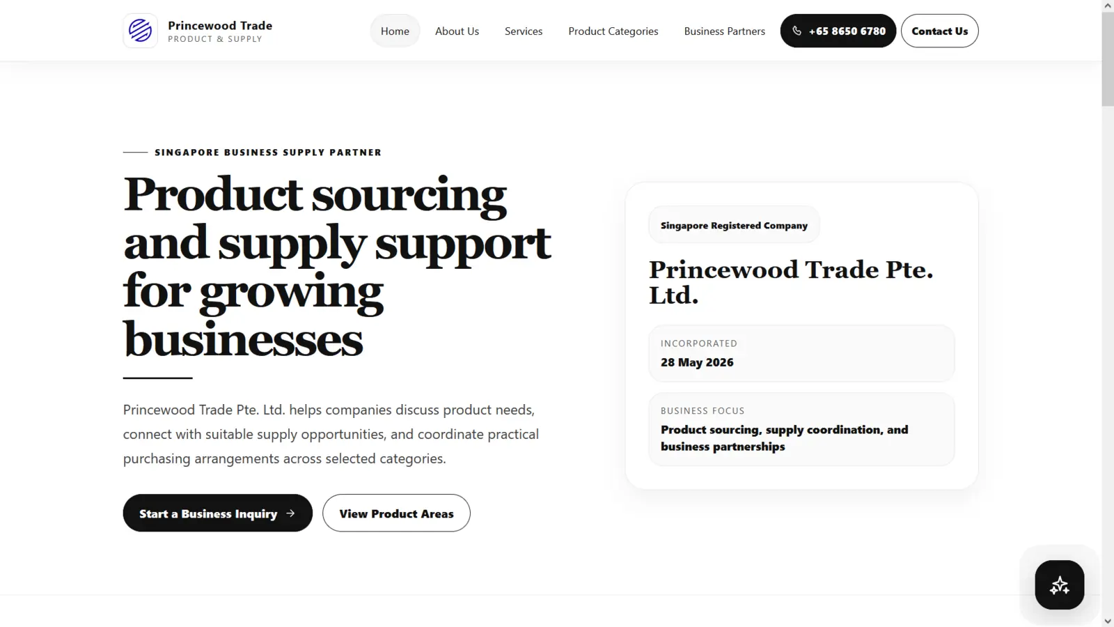 ภาพตัวอย่างเว็บไซต์ผลงาน Princewood Trade Pte. Ltd.