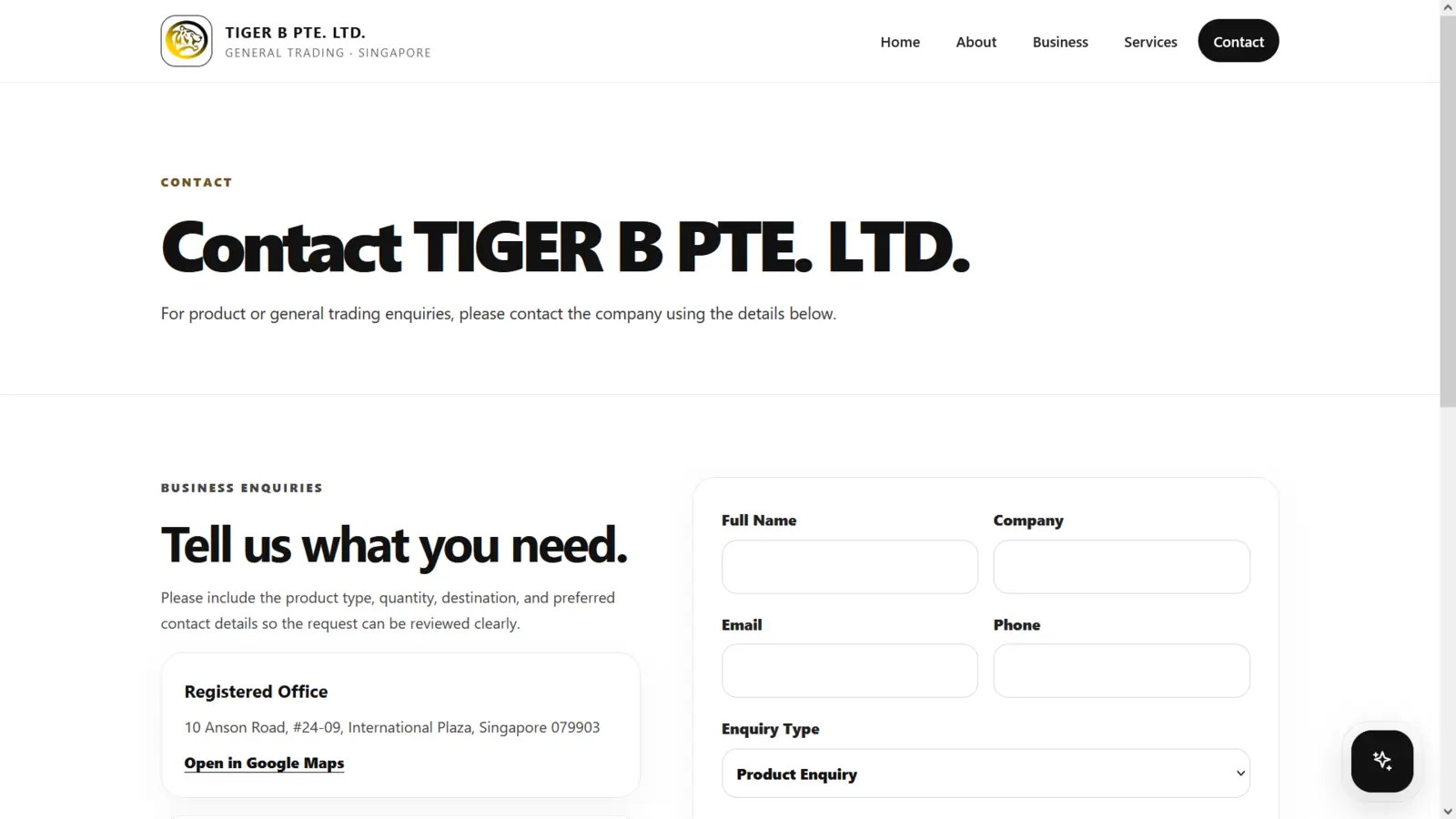 TIGER B PTE. LTD. website project screenshot 6