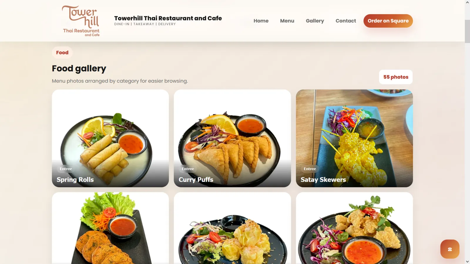 ภาพหน้าจอเว็บไซต์ผลงาน Tower Hill Thai Restaurant and Cafe ลำดับที่ 4