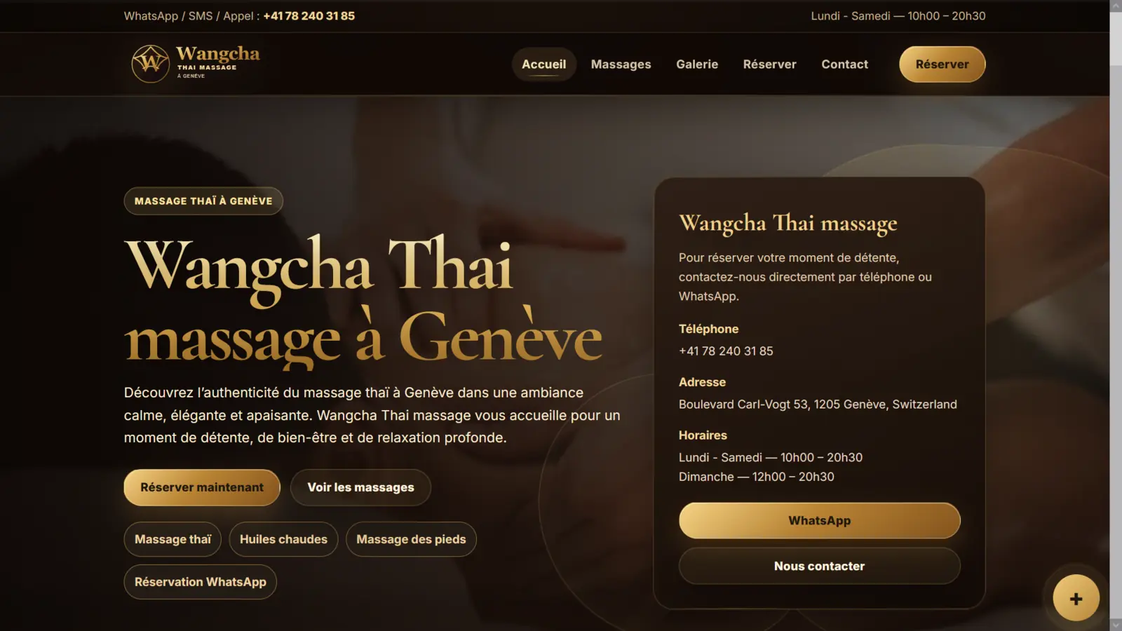 ภาพตัวอย่างเว็บไซต์ผลงาน Wangcha Thai Massage Genève