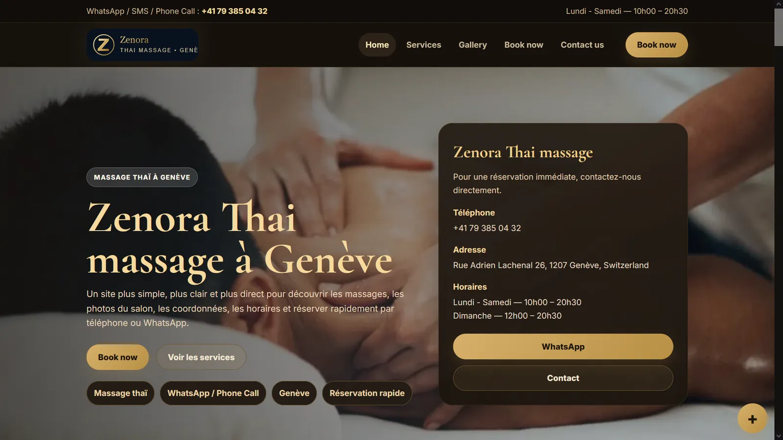 ภาพตัวอย่างเว็บไซต์ผลงาน Zenora Thai Massage Genève