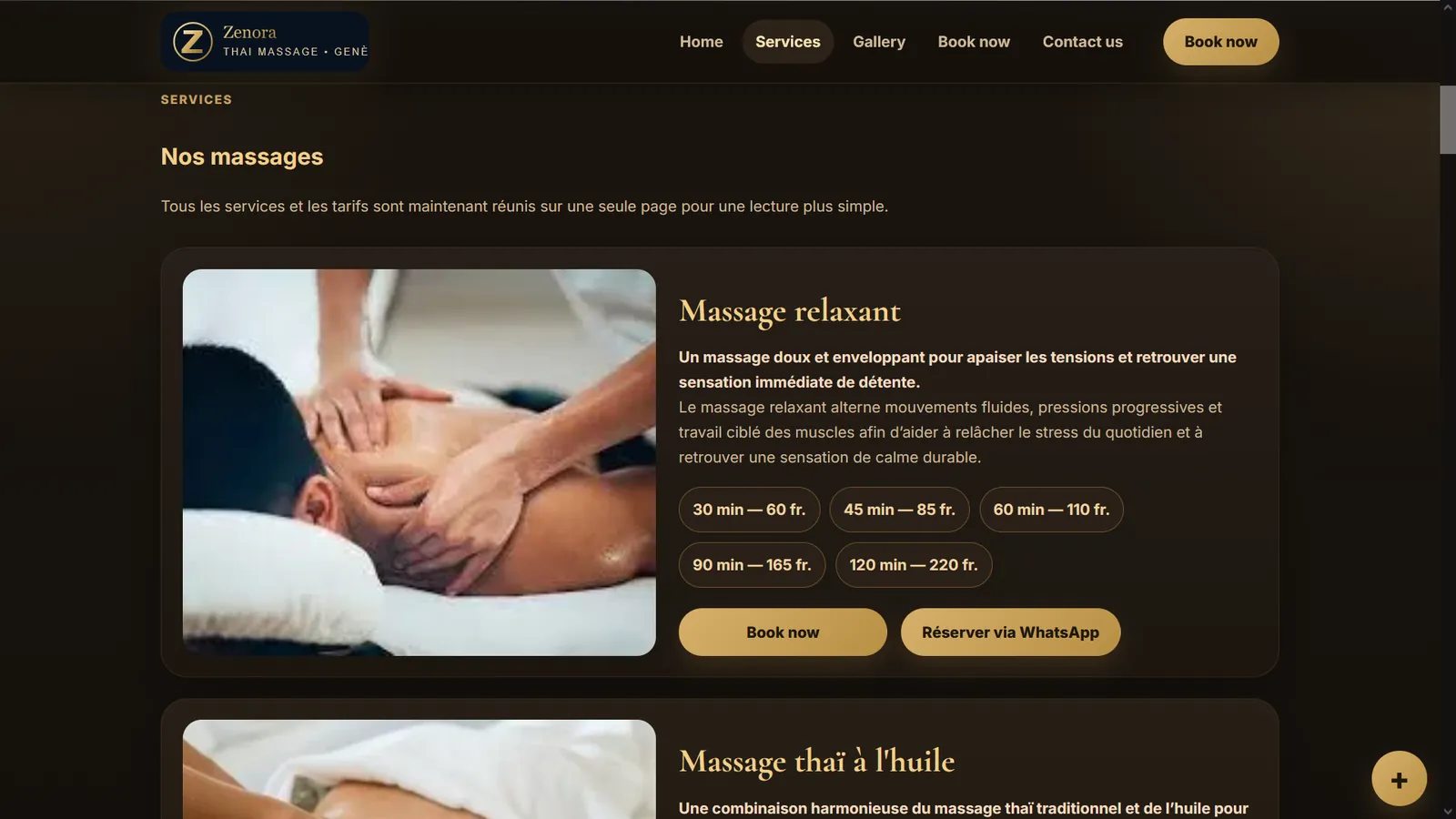 ภาพหน้าจอเว็บไซต์ผลงาน Zenora Thai Massage Genève ลำดับที่ 2
